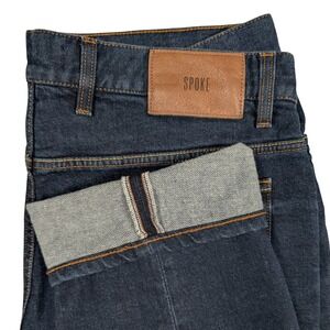 Spoke Jeans Mens 35x32 Dark Indigo Build C Selvedge Organic Cotton Stretch Denim